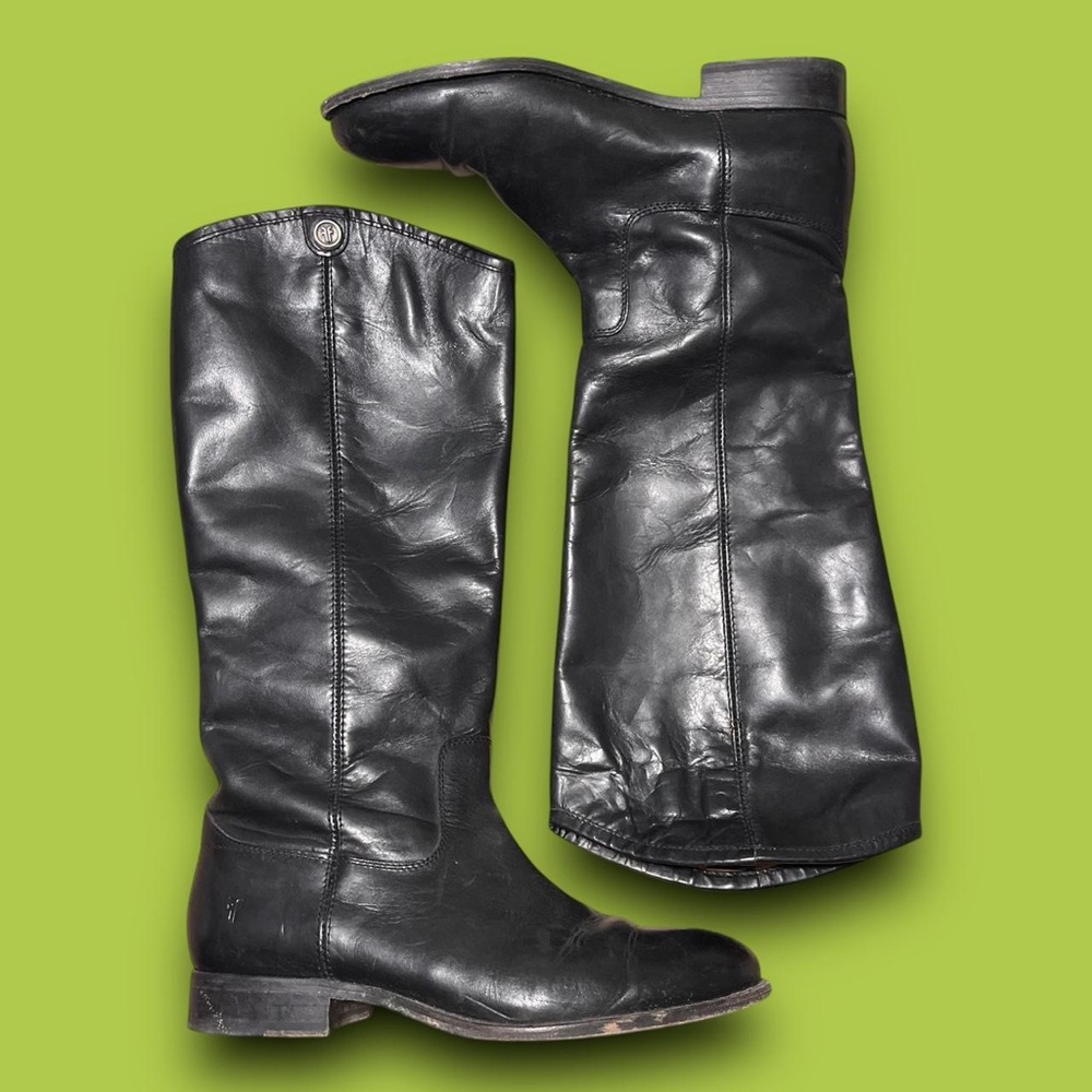 Frye Melissa 2 Black Leather Knee High Riding Boots Size 9 Equestrian Whimsygoth